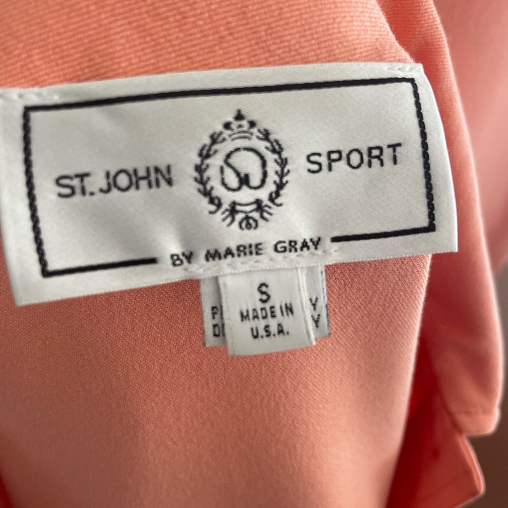 St John Peach Button-Up Jacket and Pants Set Size S, pants 4/6 stretchy
